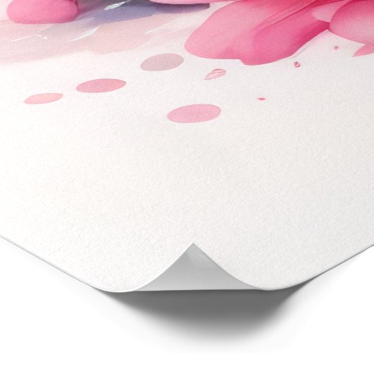 Waterverf Schilderij van Azalea in Pot Paarse III Poster (Hoek)