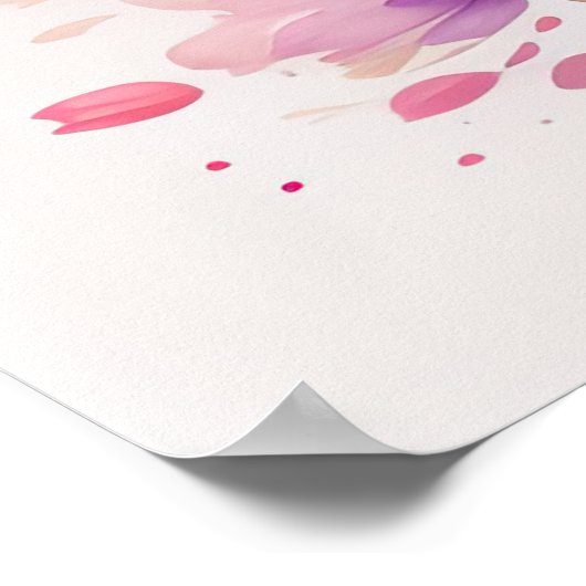 Waterverf Schilderij van Azalea in Pot Paarse Poster (Hoek)