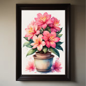 Waterverf Schilderij van Azalea in Pot Pink Poster