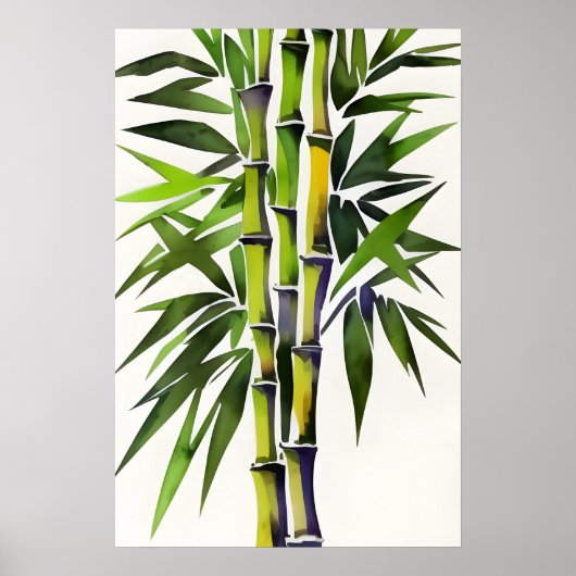Waterverf schilderij van bamboe poster (Voorkant)