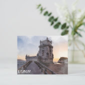 Waterverf schilderij van Belem-toren bij zonsonder Briefkaart (Staand voorkant)