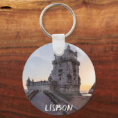 Waterverf schilderij van Belem-toren bij zonsonder Sleutelhanger (Voorkant)