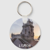 Waterverf schilderij van Belem-toren bij zonsonder Sleutelhanger (Achterkant)