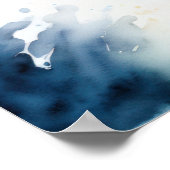 Waterverf Schilderij van Blauwe Vis II Poster (Hoek)