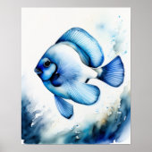Waterverf Schilderij van Blauwe Vis II Poster (Voorkant)