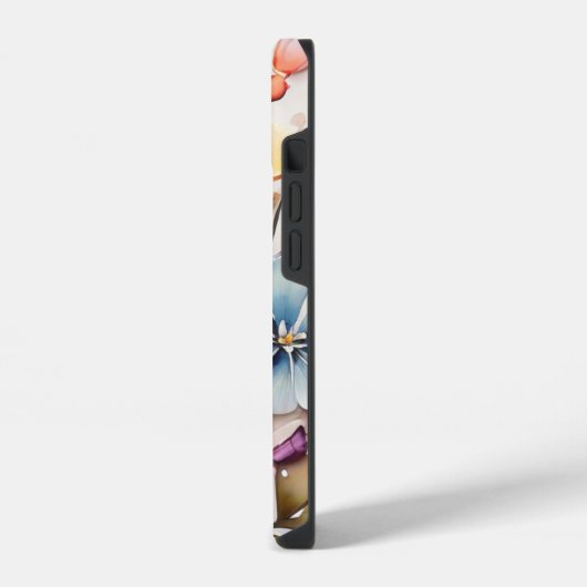 Waterverf Schilderij van Bloemen. iPhone Hoesje (Linkerkant)