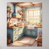 Waterverf Schilderij van Boerderij Keuken Poster (Voorkant)