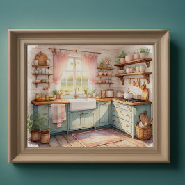 Waterverf Schilderij van Boerderij Keuken Poster