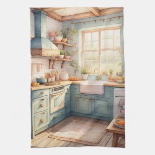 Waterverf Schilderij van Boerderij Keuken Theedoek