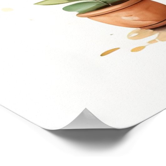 Waterverf Schilderij van Bonsai Tree in Pot II Poster (Hoek)