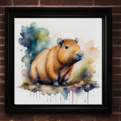 Waterverf Schilderij van Capybara 1:1 Poster
