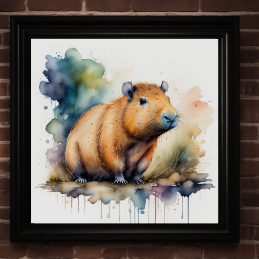Waterverf Schilderij van Capybara 1:1 Poster