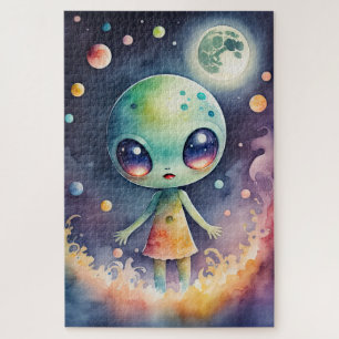 Waterverf Schilderij van Chibi Alien Legpuzzel