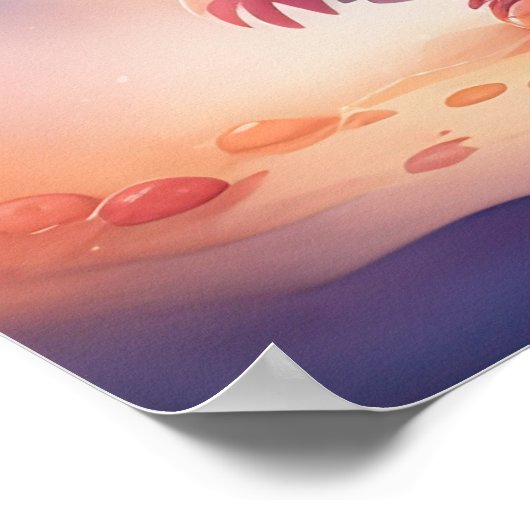 Waterverf Schilderij van Chibi Alien Poster (Hoek)