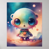 Waterverf Schilderij van Chibi Alien Poster (Voorkant)