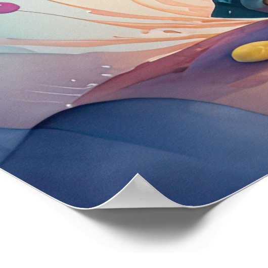 Waterverf Schilderij van Chibi Alien Poster (Hoek)