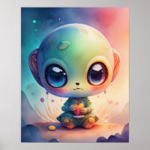 Waterverf Schilderij van Chibi Alien Poster (Voorkant)