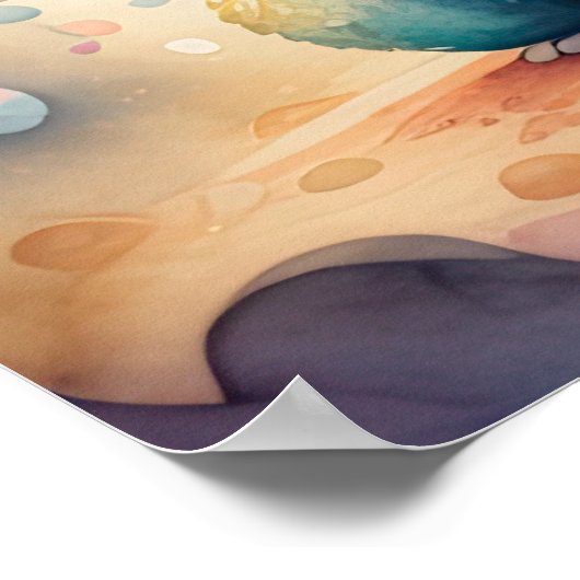 Waterverf Schilderij van Chibi Monster Poster (Hoek)