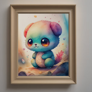 Waterverf Schilderij van Chibi Monster Poster