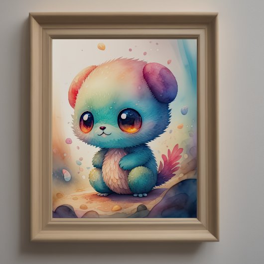 Waterverf Schilderij van Chibi Monster Poster