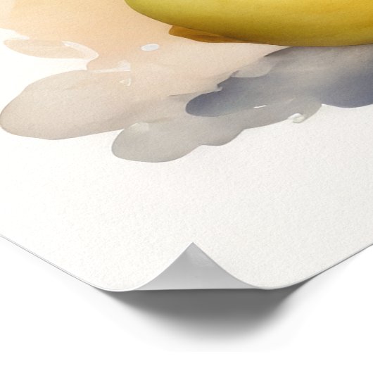 Waterverf Schilderij van Citroenboom in Pot Poster (Hoek)