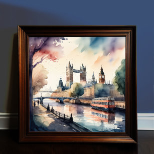 Waterverf Schilderij van Cityscape Londen Engeland Poster