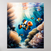 Waterverf Schilderij van Clown Fish Poster (Voorkant)