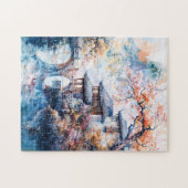 Waterverf schilderij van de Chinese tempel en het Legpuzzel (Horizontaal)