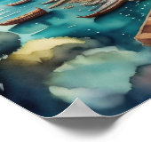 Waterverf Schilderij van de Europese mediterrane s Poster (Hoek)