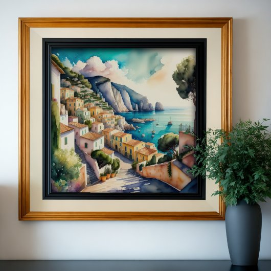 Waterverf Schilderij van de Europese mediterrane s Poster