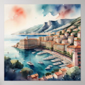 Waterverf Schilderij van de Europese mediterrane s Poster (Voorkant)