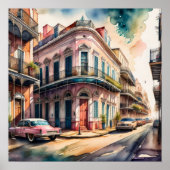 Waterverf Schilderij van de Franse wijk Poster (Voorkant)