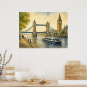 Waterverf schilderij van de moderne Thames in Lond Poster (Keuken)