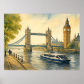 Waterverf schilderij van de moderne Thames in Lond Poster (Voorkant)