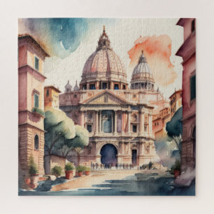 Waterverf Schilderij van de oude Italiaanse stad Legpuzzel