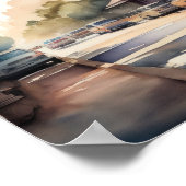 Waterverf Schilderij van de  Savannah Georgia Poster (Hoek)