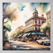 Waterverf Schilderij van de  Savannah Georgia Poster (Voorkant)