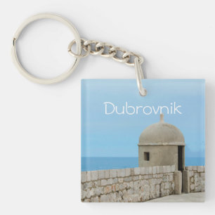 Waterverf schilderij van de stadsmuur van Dubrovni Sleutelhanger