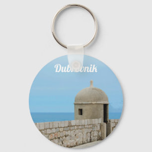Waterverf schilderij van de stadsmuur van Dubrovni Sleutelhanger