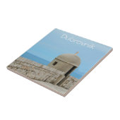 Waterverf schilderij van de stadsmuur van Dubrovni Tegeltje (Zijkant)