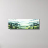 Waterverf schilderij van dennenbos Dramatische zon Canvas Afdruk (Voorkant)