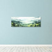 Waterverf schilderij van dennenbos Dramatische zon Canvas Afdruk (Insitu (Houten vloer))