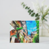 Waterverf schilderij van Drosselgasse Ruedesheim Briefkaart (Staand voorkant)