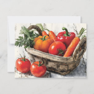 Waterverf schilderij van een groentemand briefkaart