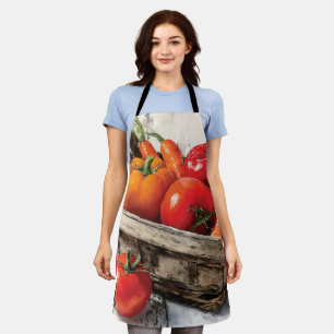Waterverf schilderij van een groentemand schort
