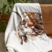 waterverf schilderij van een Longhorn koe Fleece Deken