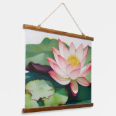 Waterverf schilderij van een lotusbloem hangend wandkleed (Gebogen)