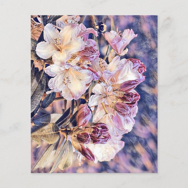 Waterverf schilderij van een paarse azeea blossom (Voorkant)