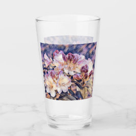 Waterverf schilderij van een paarse azeea blossom glas