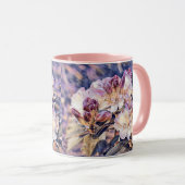 Waterverf schilderij van een paarse azeea blossom mok (Voorkant rechts)